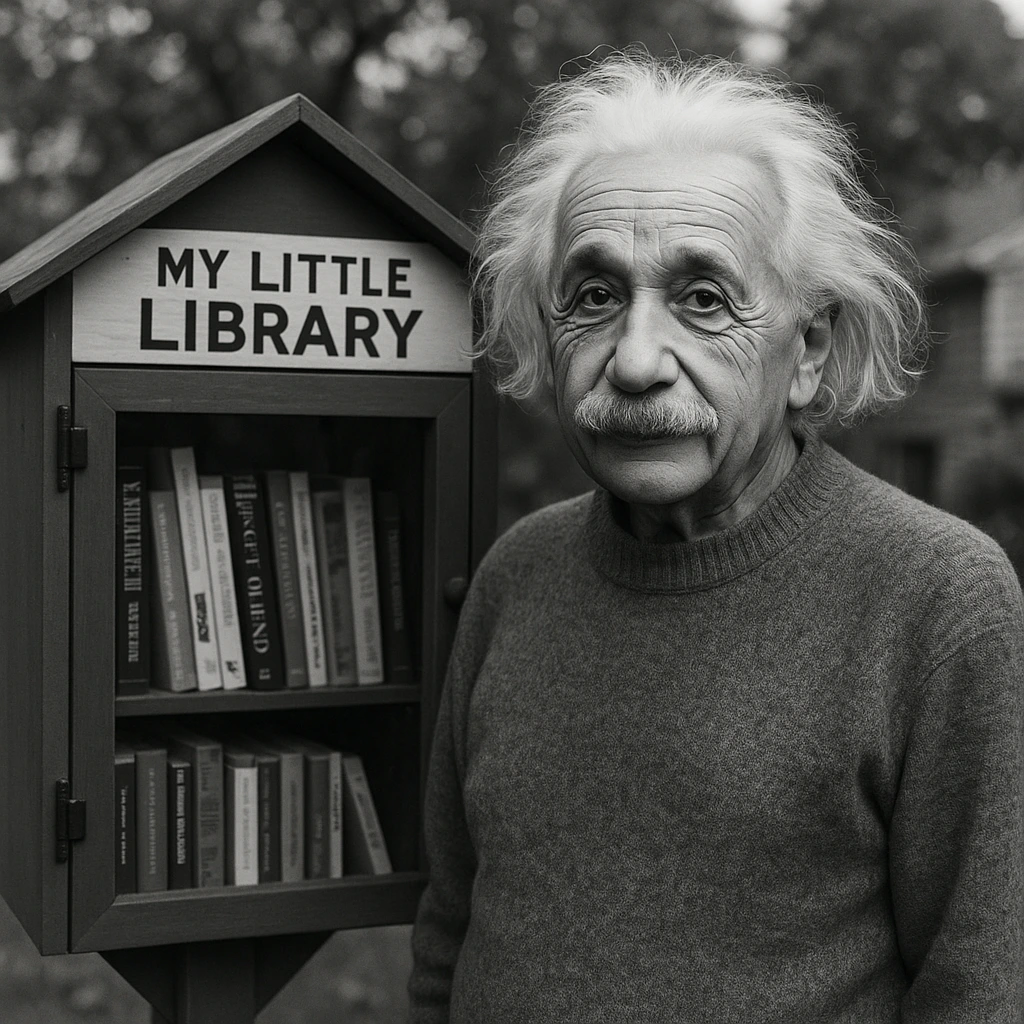 Albert Einstein at a Little Library
